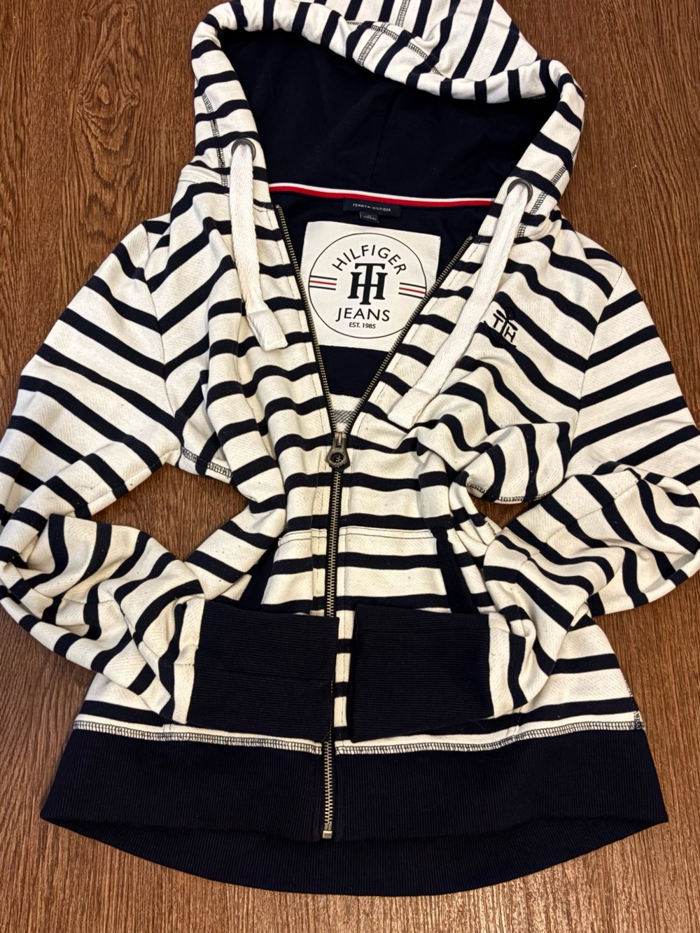 Tommy Hilfiger Navy & White Striped Zip Up